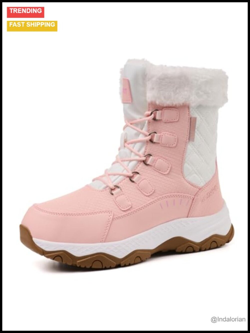 Women's Waterproof Snow Boots Mid-Calf Fur Lined Non-Slip Winter Hiking Booties